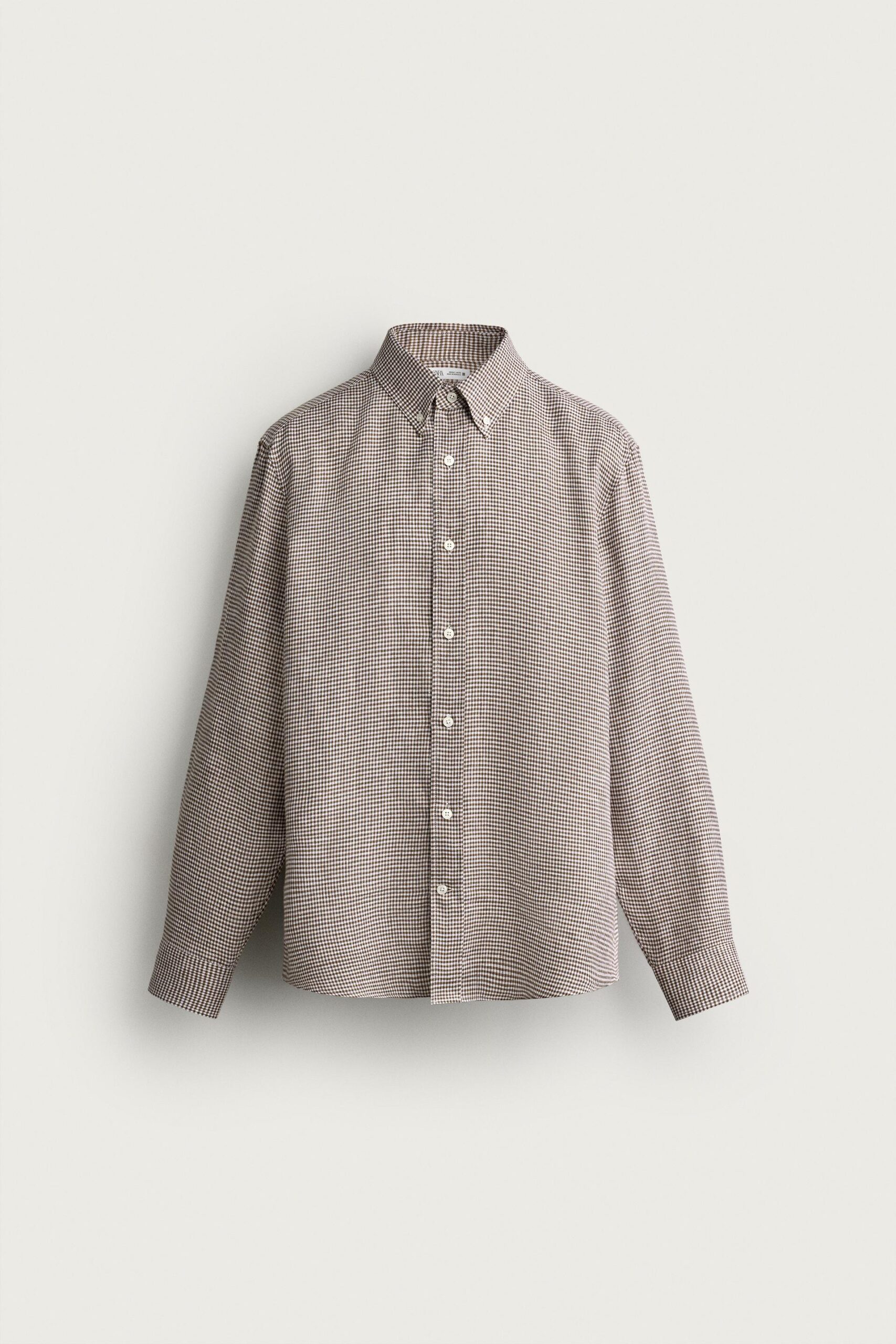 CHEMISE À COUPE RÉGULIÈRE EN 100 % LIN À MOTIF CARRÉ