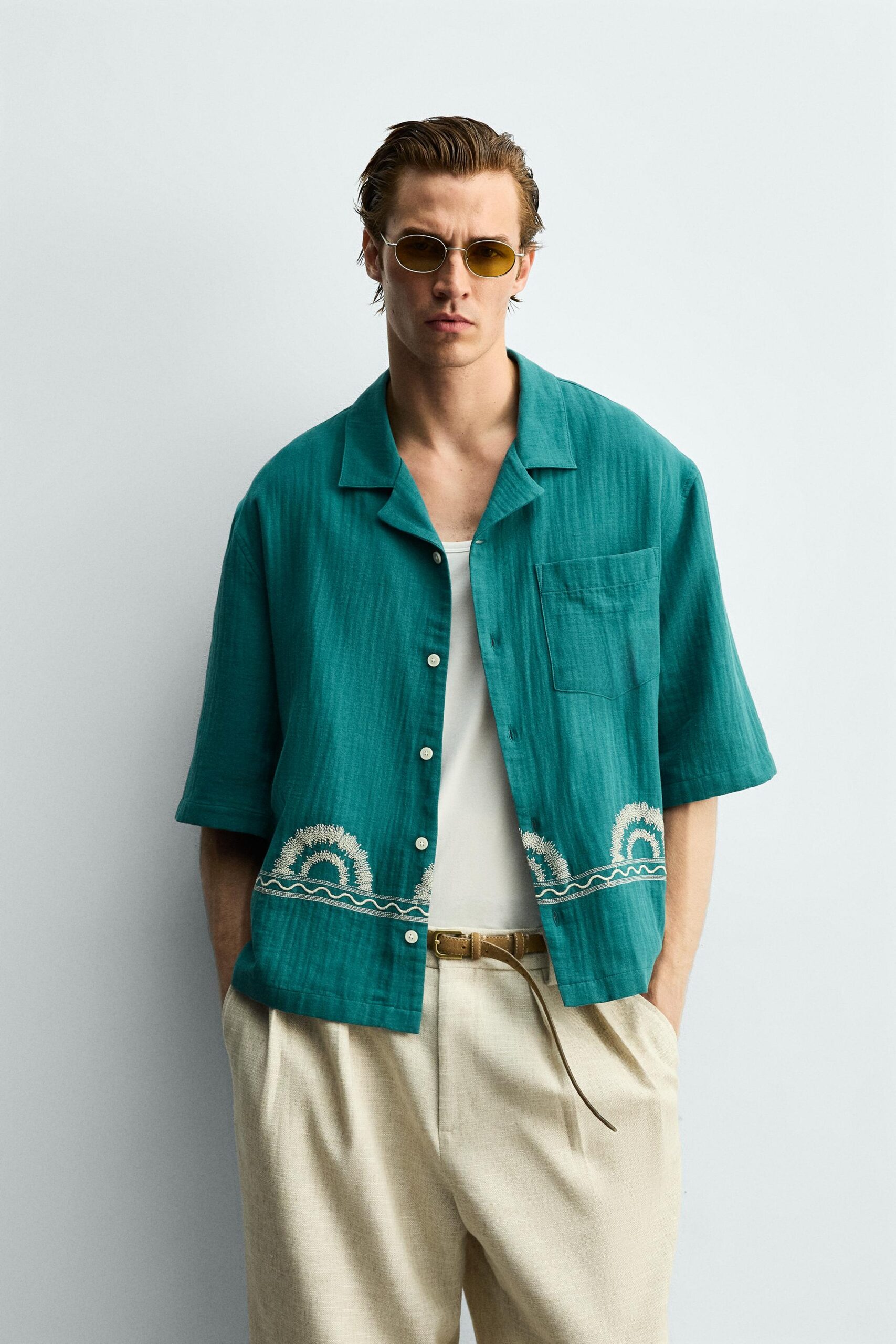 CHEMISE À FRISE BRODÉE