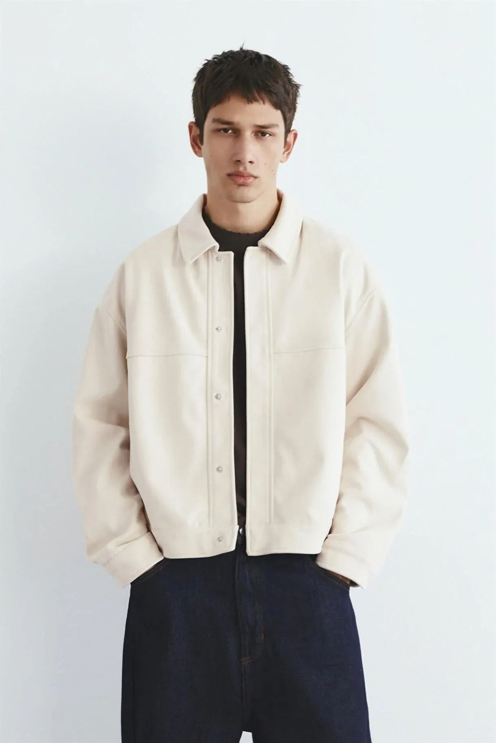 VESTE-CHEMISE ÉCRUE STRUCTURÉE À BOUTONS